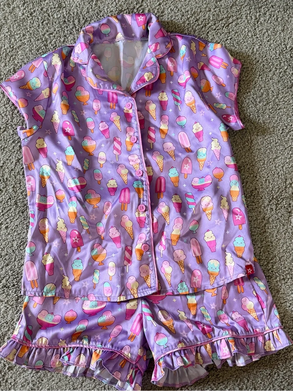 American GirlPurple Ice Cream Print Short Pajama Set - Kids